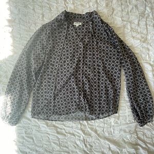 Frank And Oak Size Medium. Patterned button down blouse with tie.